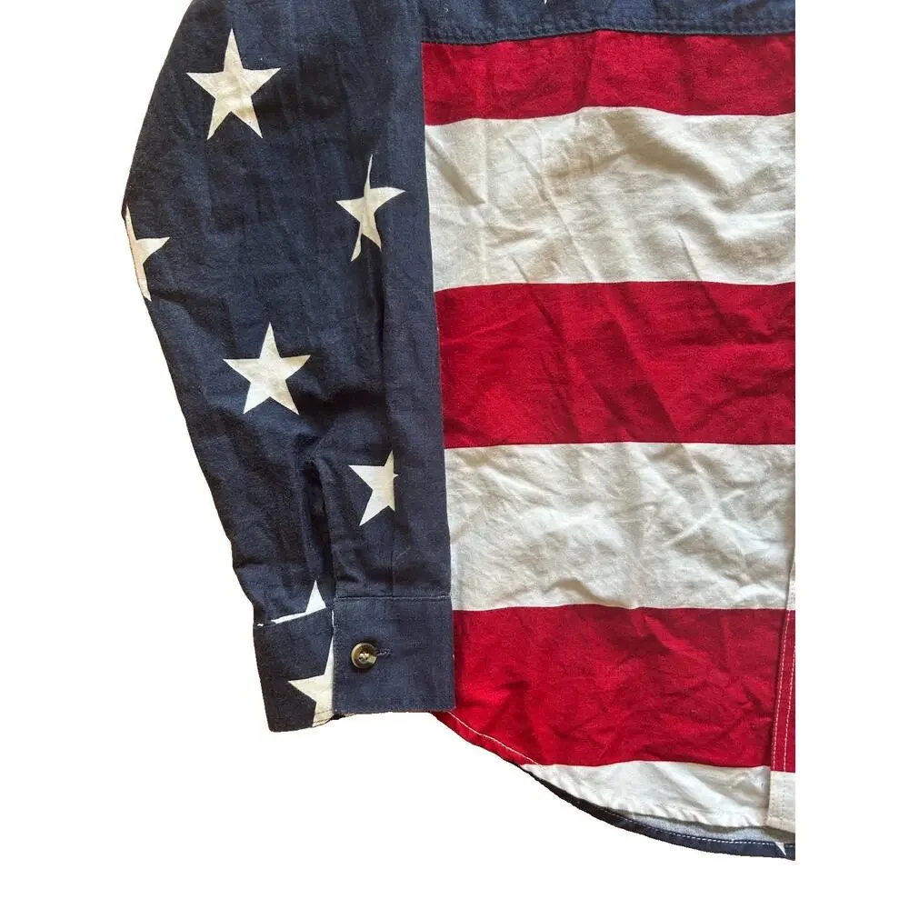 Roper American Flag Button Down Shirt Boy's Size Large (12-14) USA Western